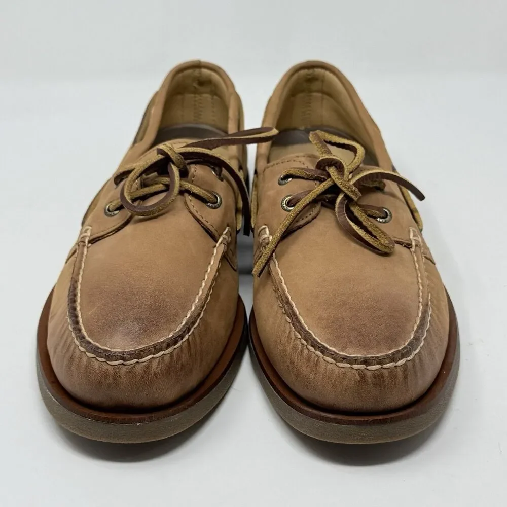 Sperry Gold Cup Authentic 2 Eye Boat Shoes Mens 10 W Wide Honey Brown Leather